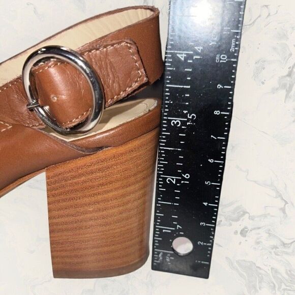 Napoleoni Leather Criss Cross Brown Leather Block Heel Sandal Women’s Size 5-5.5 - Picture 8 of 8